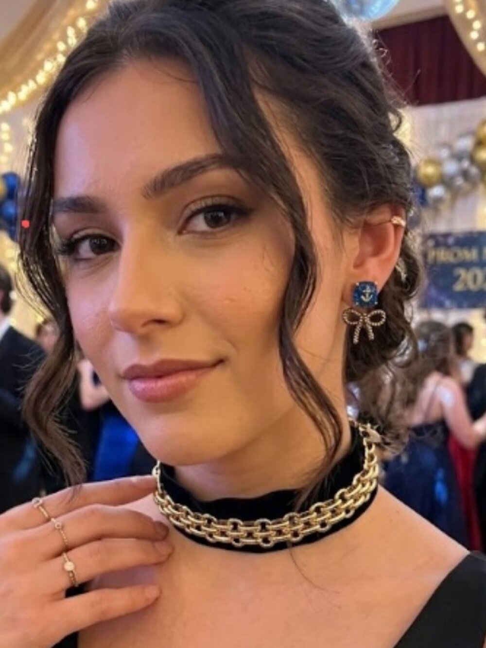 NEW ABS Black Velvet Choker with GoldTone Chain Accent